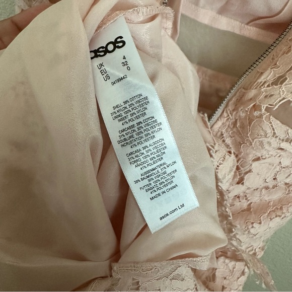 ASOS‎ Lace Crop Top Midi Pencil Dress Sz 0 Pink - Picture 12 of 15